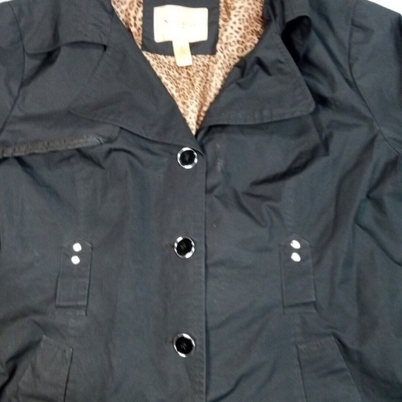 NorthCrest Classic Womens Jacket Black XL Button Up Coat‎ Cheetah Print Liner - Picture 5 of 16